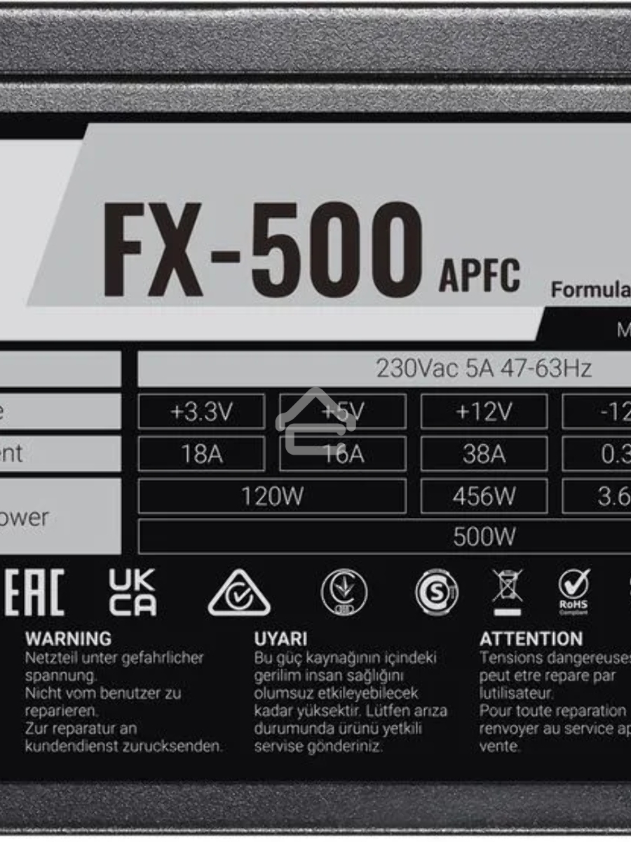Блок питания Aerocool / Formula FX-500 RTL, 500Вт, 120мм, черный