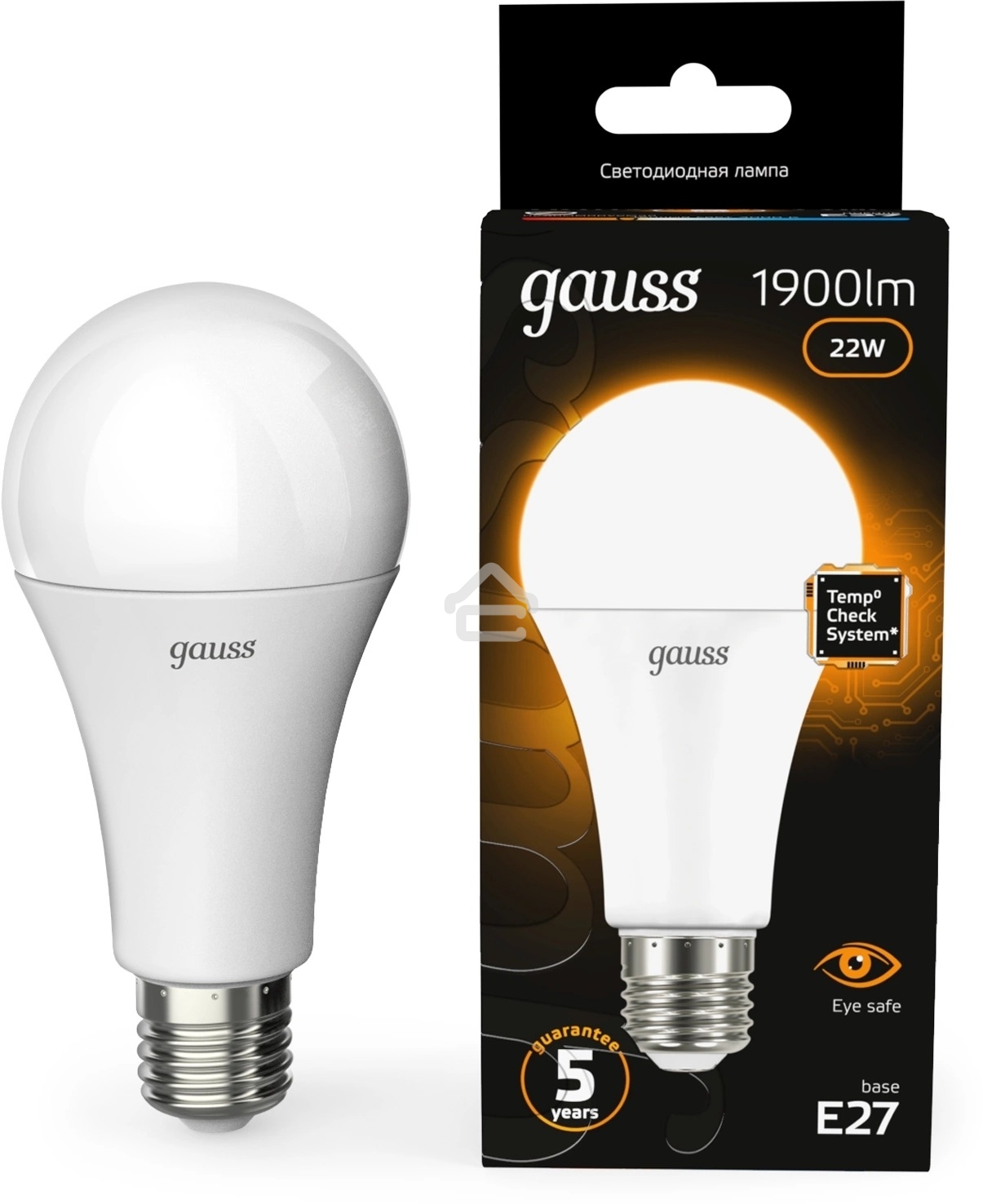 Лампа светодиодная Gauss A70 22Вт цок.: E27 груша 220B св. свеч. бел. теп. (упак.: 10 шт)