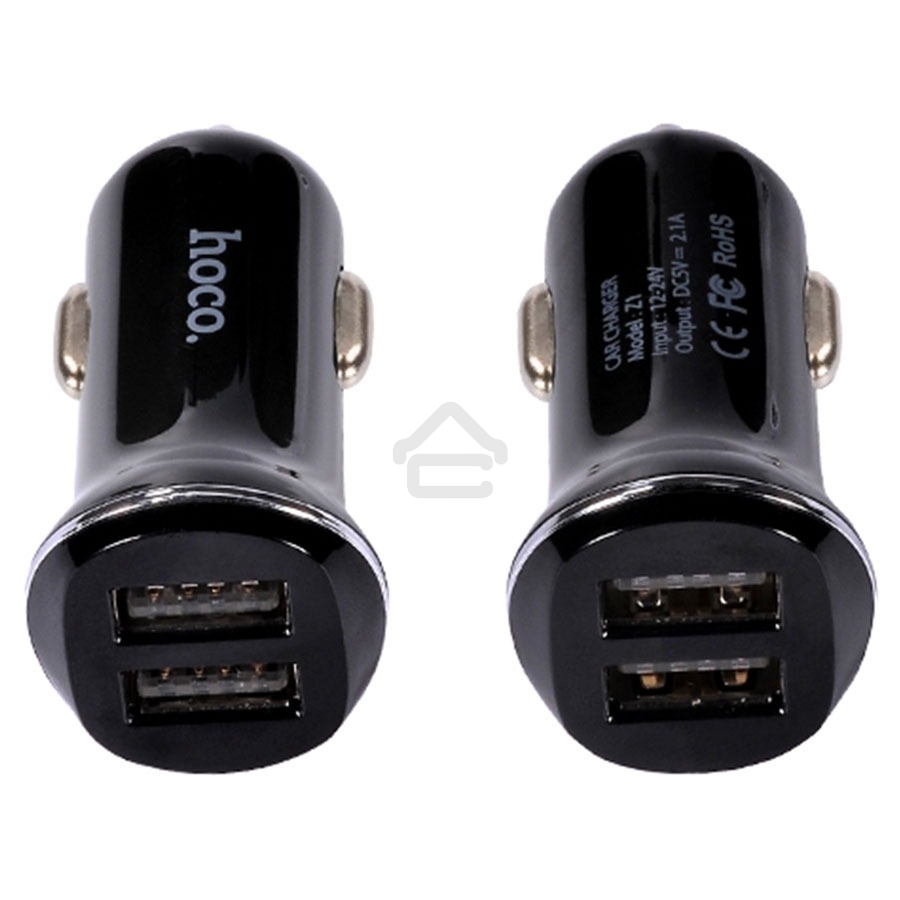 Автомобильная зарядка HOCO Z1 2xUSB, 2.1A, 11W, черный