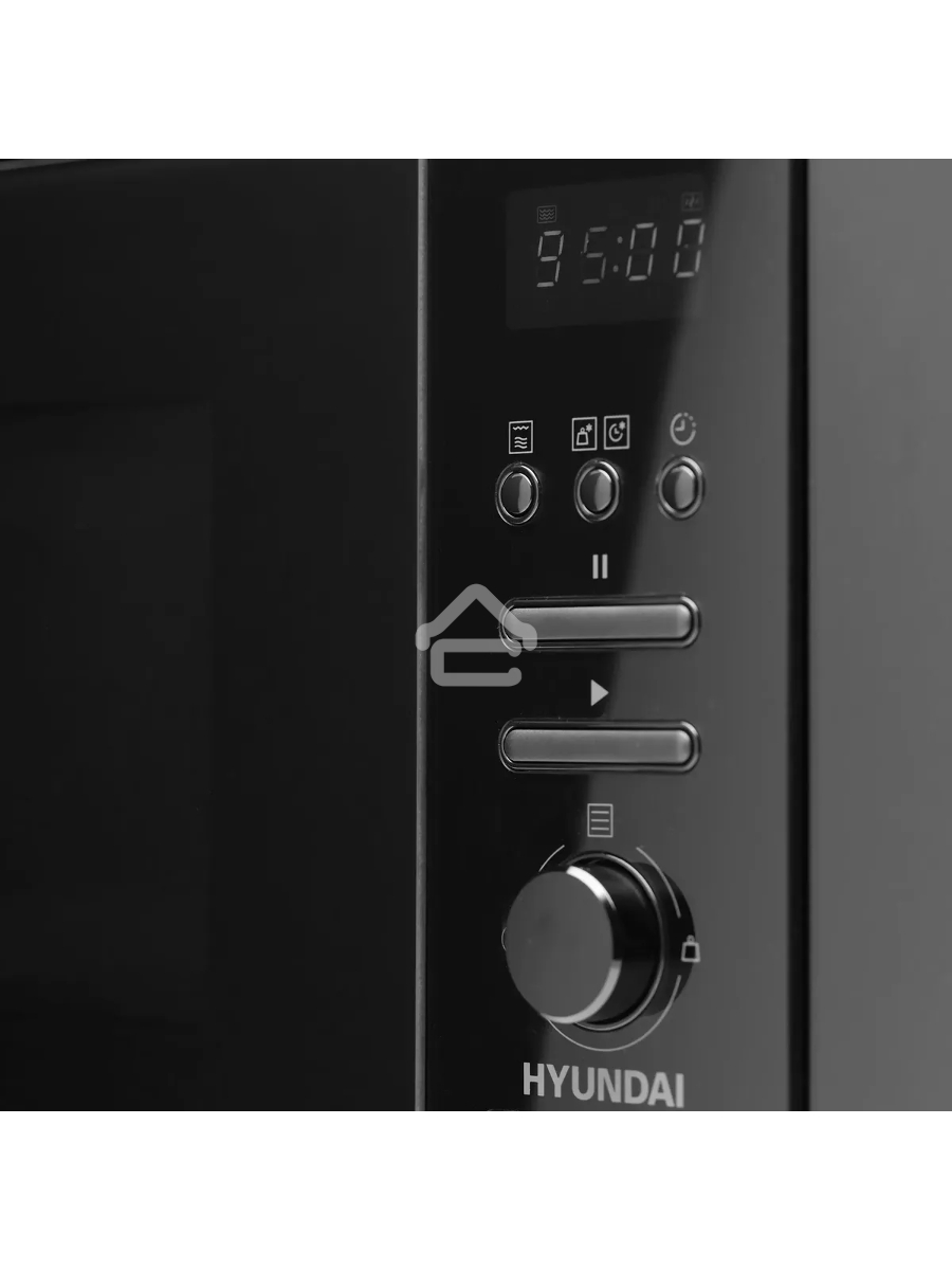 Микроволновая печь встраиваемая Hyundai HBW 2040 BG черный, 20 л, 800 Вт, переключатели - кнопки/поворотный механизм