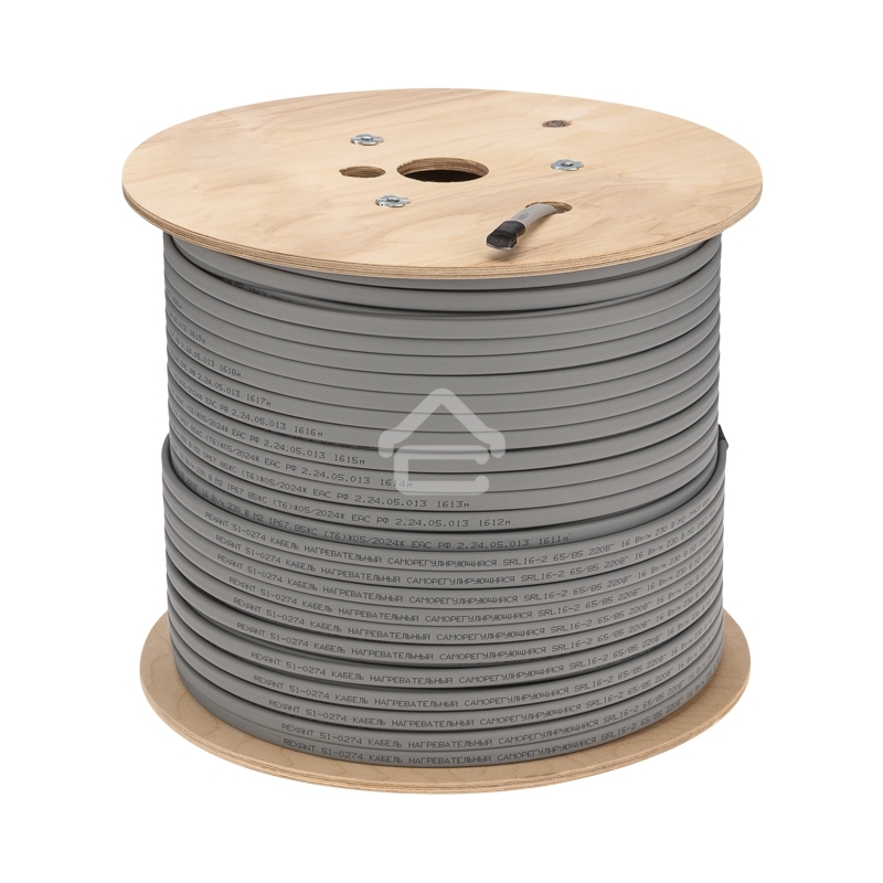 Кабель греющий Rexant (нагревательный) саморегулирующийся SRL16-2, неэкранированный, 16Вт/м, 0,9мм2/105м, 300м