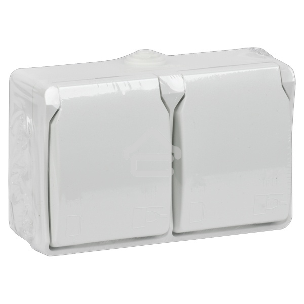 Розетка 2-я IEK ERS22-K01-16-54-DC ОП Форс РСб22-3-ФБ 16А IP54 с заземл. защ. шторки белый