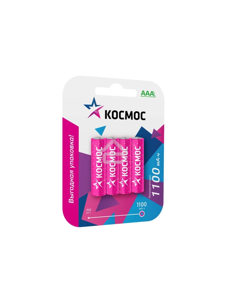 Аккумулятор AAA/R03 Ni-MH 1100мА.ч (блист.4шт) КОСМОС KOCR03NIMH(1100MAH)4BL
