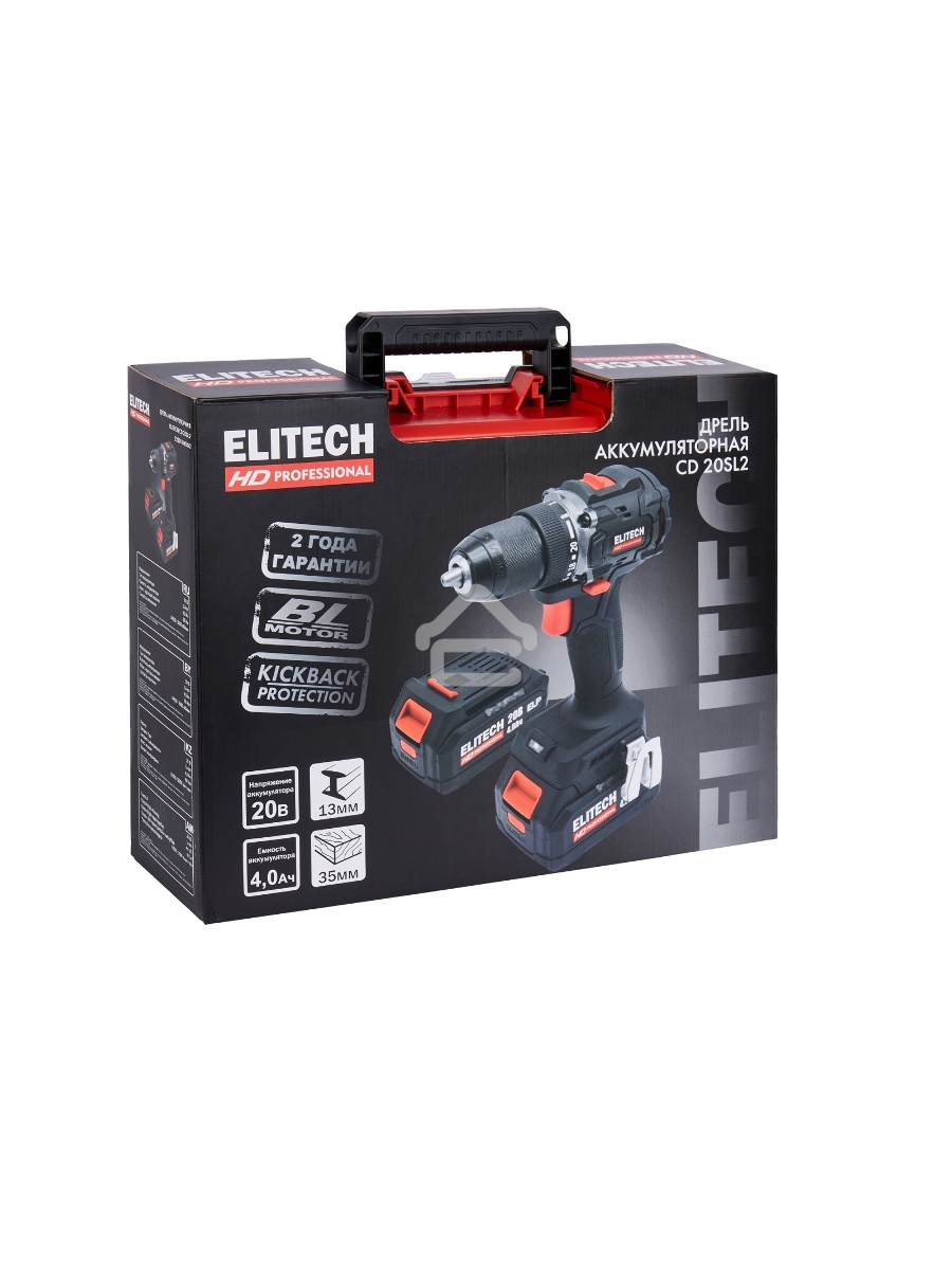 Дрель-шуруповерт Elitech CD 20SL2 (E2201.040.02) 80Вт аккум. патрон:быстрозажимной (кейс в комплекте) (205718)