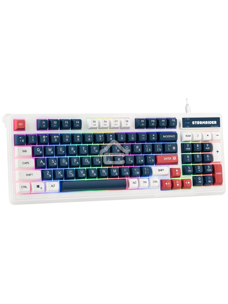 Игровая клавиатура проводная Defender Stormrider GK-425 RU,бел/син,94кн+FN,радуж,1.75м