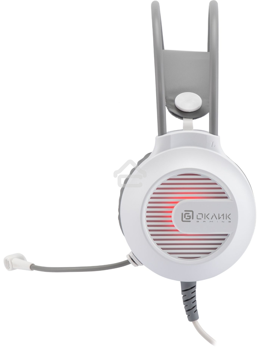 Наушники с микрофоном Оклик HS-L300G White белый 2.2м мониторные USB оголовье (1796952)