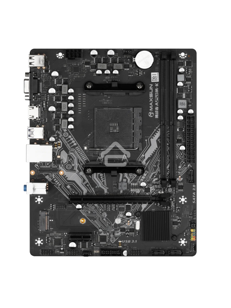 Материнская плата Maxsun Challenger A520M-K, AM4, AMD A520, 2xDDR4, 3xSATA, 1xM.2, 1xPCIe 3.0 x16, 1xPCIe 3.0 x1, 1xHDMI, 1xVGA, 1x 1Gb LAN, 2xUSB-A 3.2 Gen 1, 4xUSB-A 2.0, 3x3.5 мм, 5.1, M-ATX