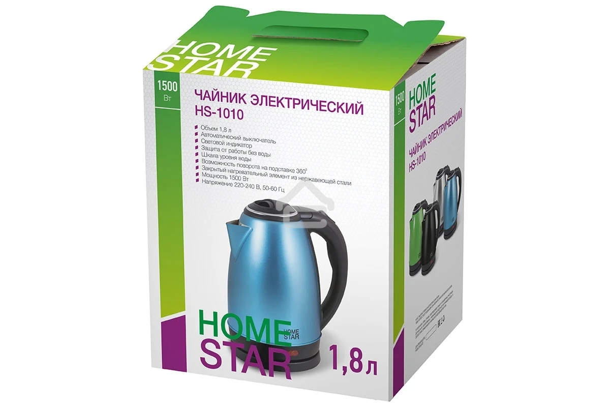 Чайник электрический Homestar HS-1010 (1,8 л) стальной синий