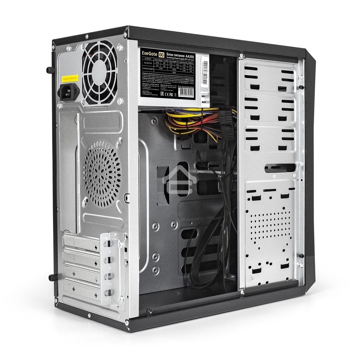 Компьютерный корпус ExeGate EX284019RUS Minitower BA-201 Black, mATX, (AA450, 80мм), 2*USB, Audio