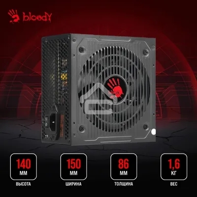 Блок питания Bloody BD-PS600W, 600Вт, 80 PLUS белый, 120мм, черный