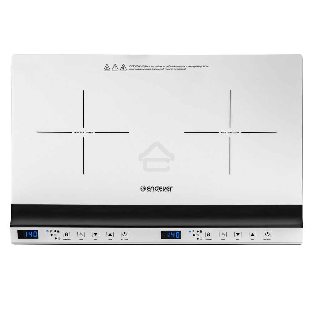 Плитка электрическая индукционного типа с двумя конфорками Endever Skyline IP-69, белый, мощность 1800 Вт+1300 Вт, диаметр посуды 12-26 см, 2 шт/уп