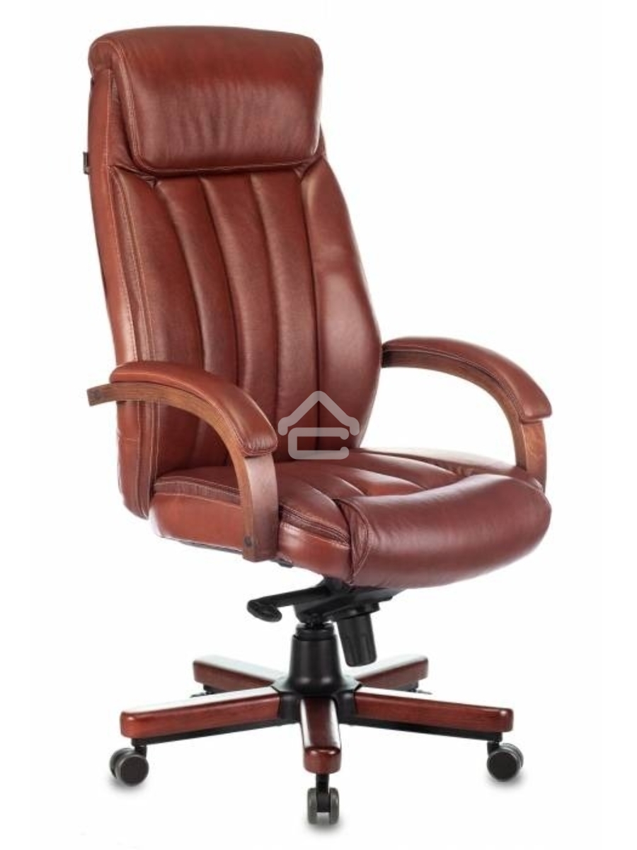 Кресло руководителя Бюрократ T-9922WALNUT светло-коричневый Leather Eichel, кожа, крестовина дерево