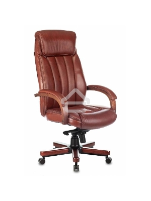 Кресло руководителя Бюрократ T-9922WALNUT светло-коричневый Leather Eichel, кожа, крестовина дерево