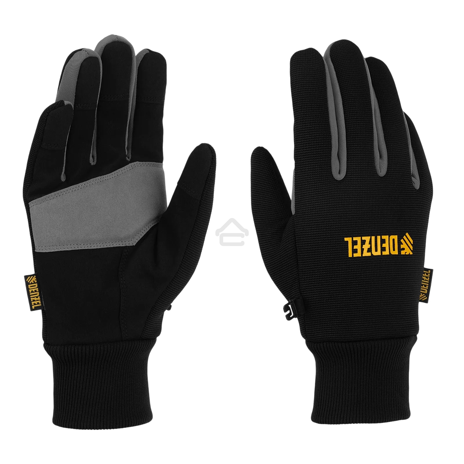 Перчатки универсальные Denzel 68094 двойные, работа с сенсорным экраном, вязаная манжета, размер 10