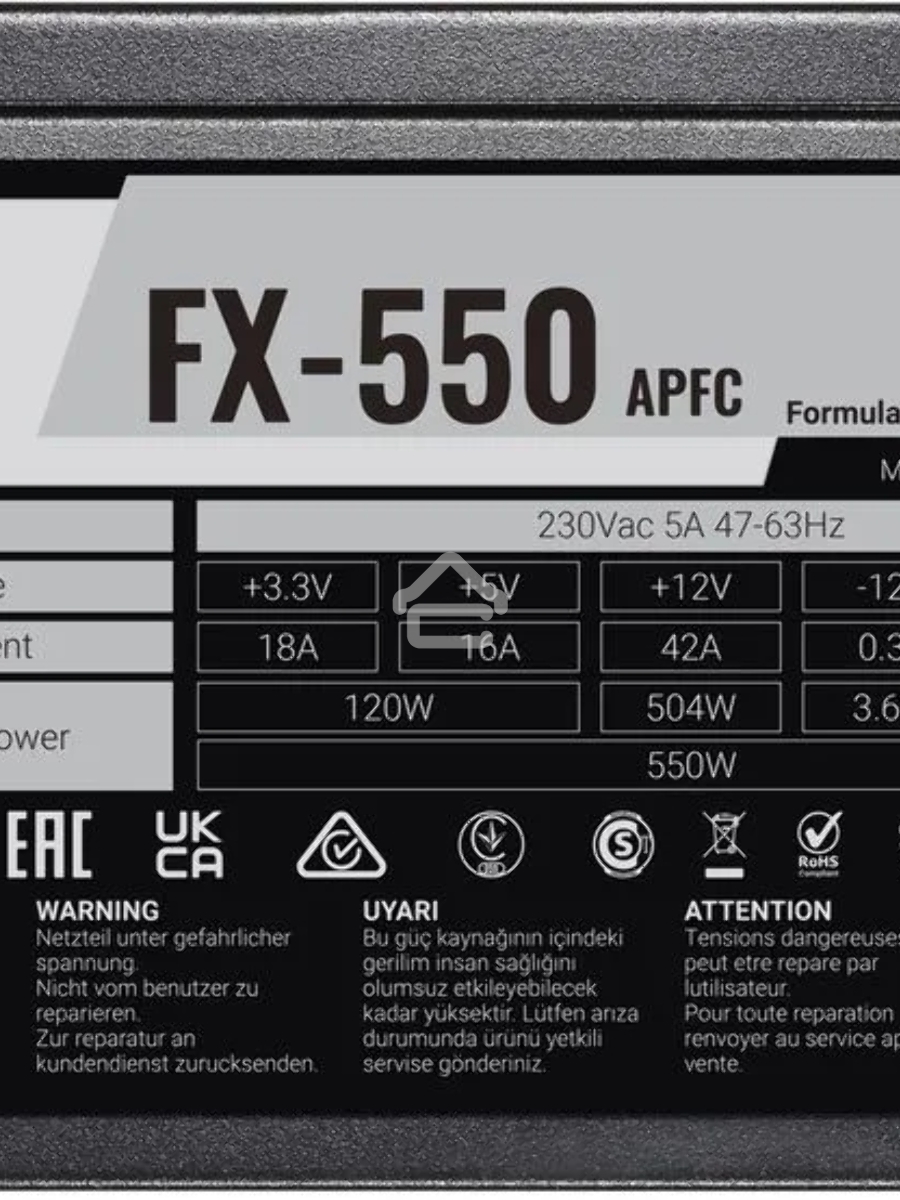 Блок питания Aerocool / Formula FX-550 RTL, 550Вт, 120мм, черный