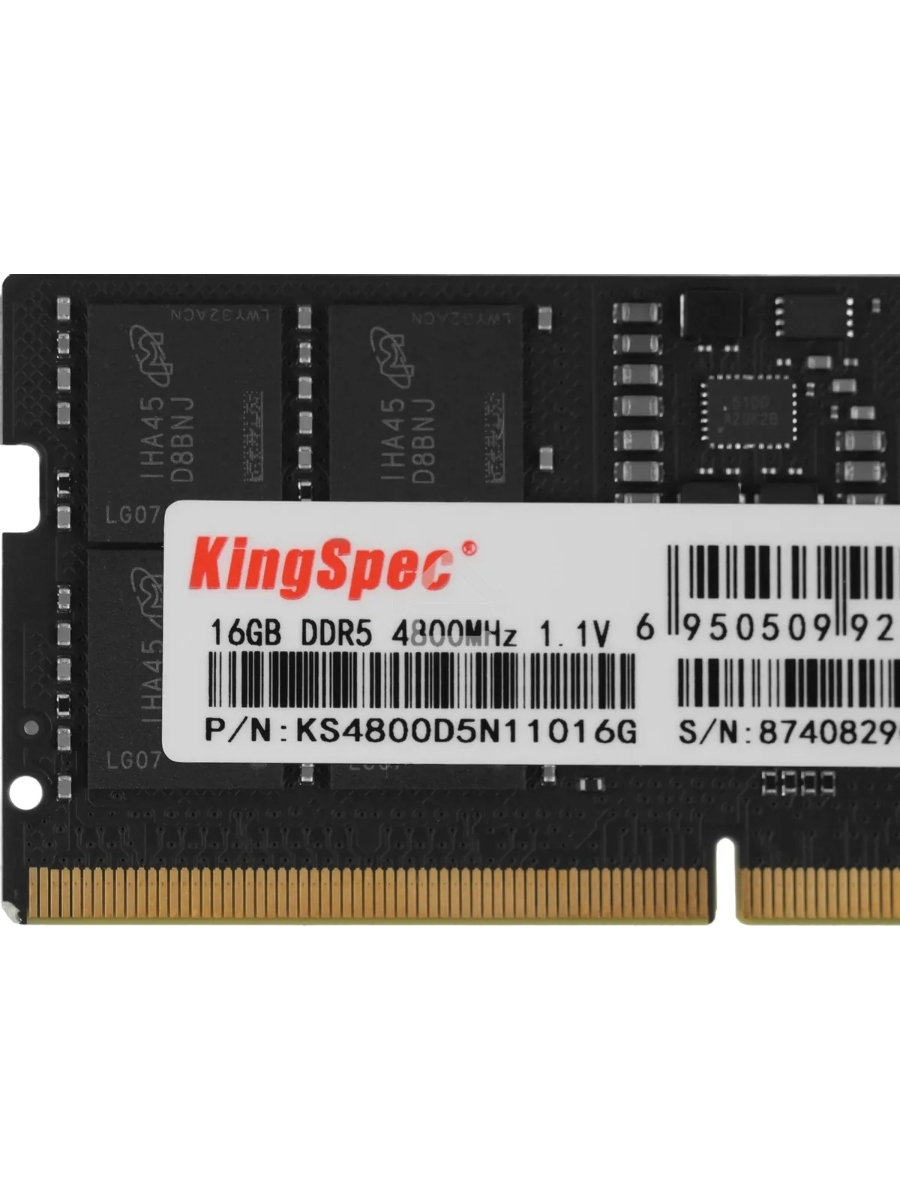 Оперативная память KingSpec DDR5, 16GB (1x16GB), 4800MHz, CL40 SO-DIMM
