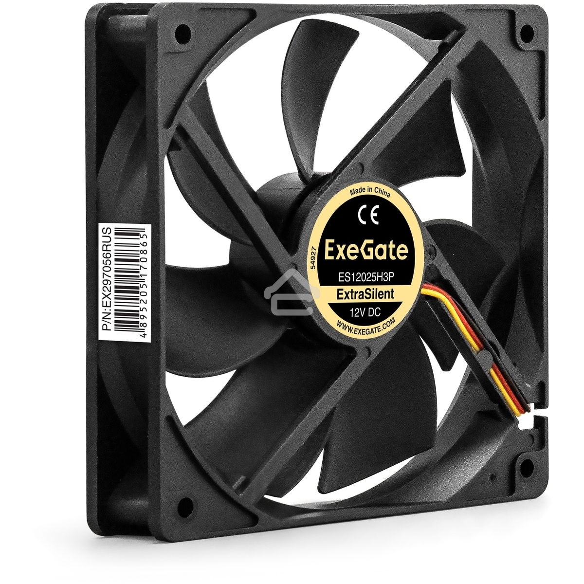 Вентилятор для корпуса ExeGate ExtraSilent ES12025H3P черный, 120 мм, 1450 об/мин, 24 дБ, 3 pin