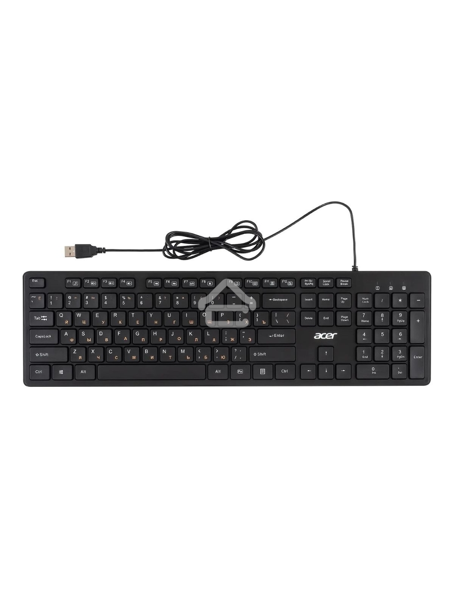 Клавиатура Acer OKW122 проводная, USB, черный
