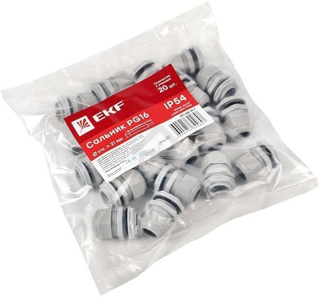Сальник PG16 IP54 d отв. 21мм/d провод. 10-14мм PROxima EKF plc-pg-16-r