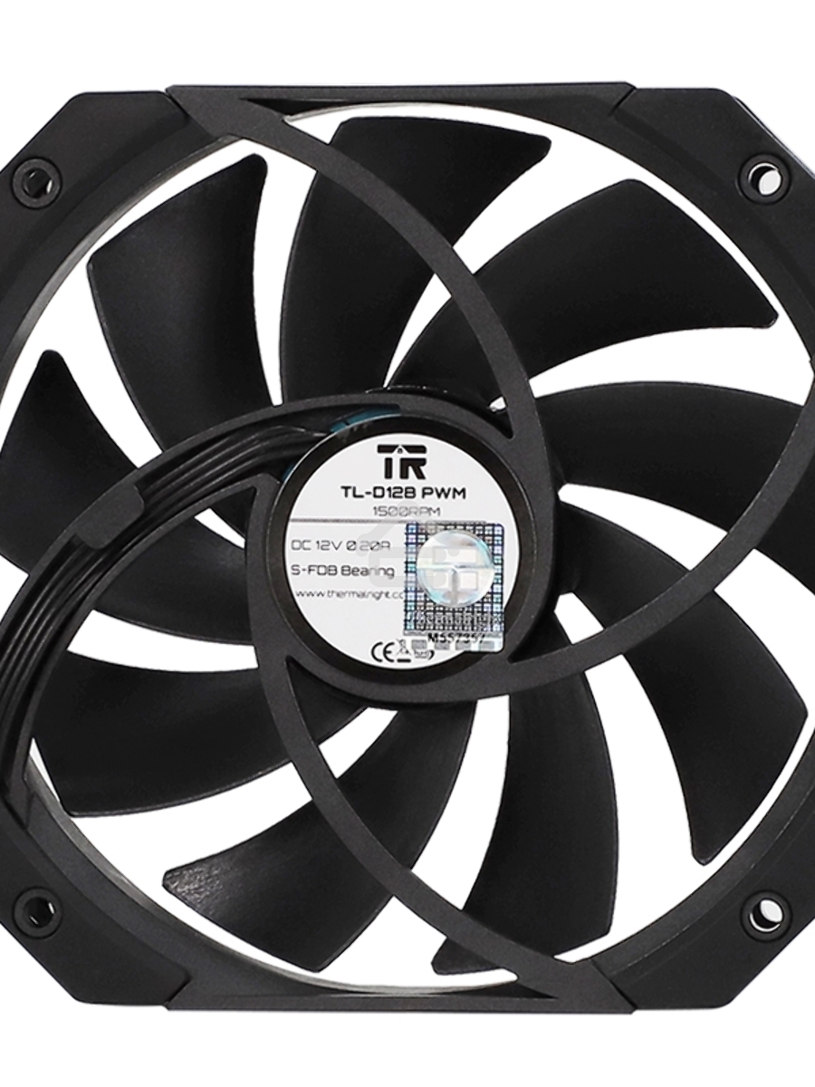 Вентилятор для корпуса Thermalright TL-D12B черный, 120 мм, 1500 об/мин, 25.2 дБ, 4 pin