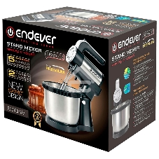 Миксер Endever Sigma-12 c чашей, черный/стальной, 800 Вт, 2 вида насадок, 5 скоростей