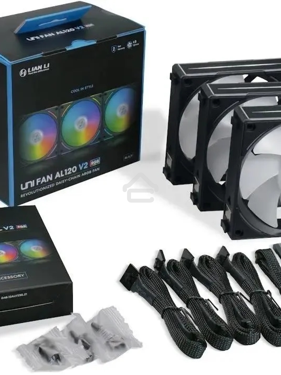 Комплект вентиляторов для корпуса Lian Li Uni Fan ALV2 (3 шт.) G99.12ALV23B.00 черный, 120 мм, 2000rpm 28.7Db, 4-pin