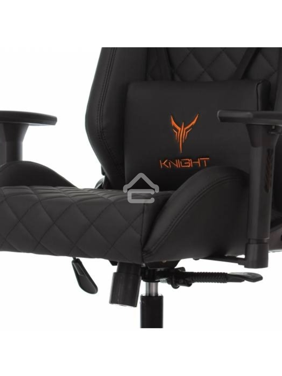 Кресло игровое Knight OUTRIDER черный, ромбик, эко.кожа, с подголов. крестовина металл