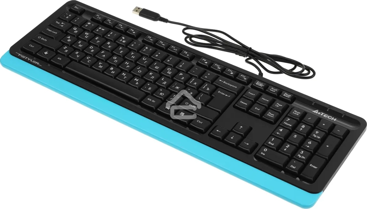 Клавиатура A4Tech Fstyler FK10 проводная, USB, черный/синий