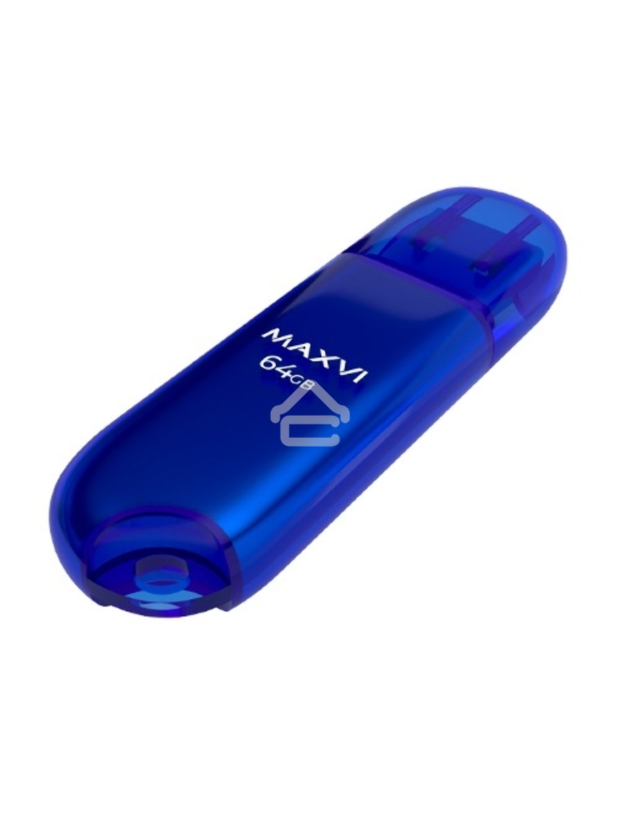 Флеш диск Maxvi P1 64GB USB 2.0 blue, монолит с колпачком, ABS пластик