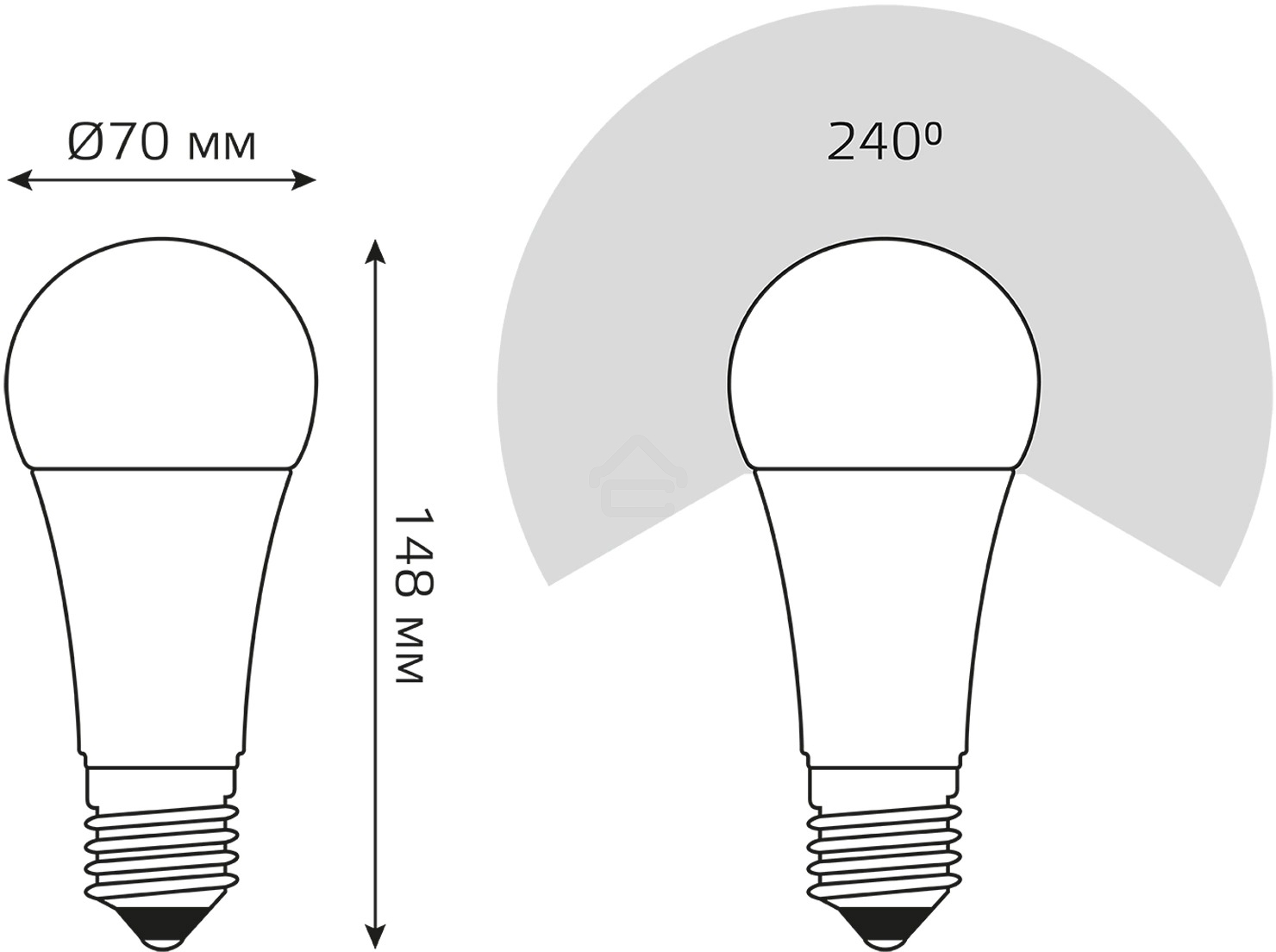 Лампа светодиодная Gauss A70 22Вт цок.: E27 груша 220B св. свеч. бел. теп. (упак.: 10 шт)