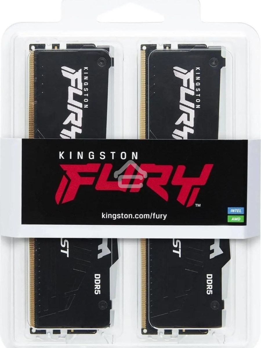 Оперативная память Kingston Fury Beast, DDR5, 16GB (2x8GB), 6000MHz, CL36, DIMM, с радиаторами, RGB, черный