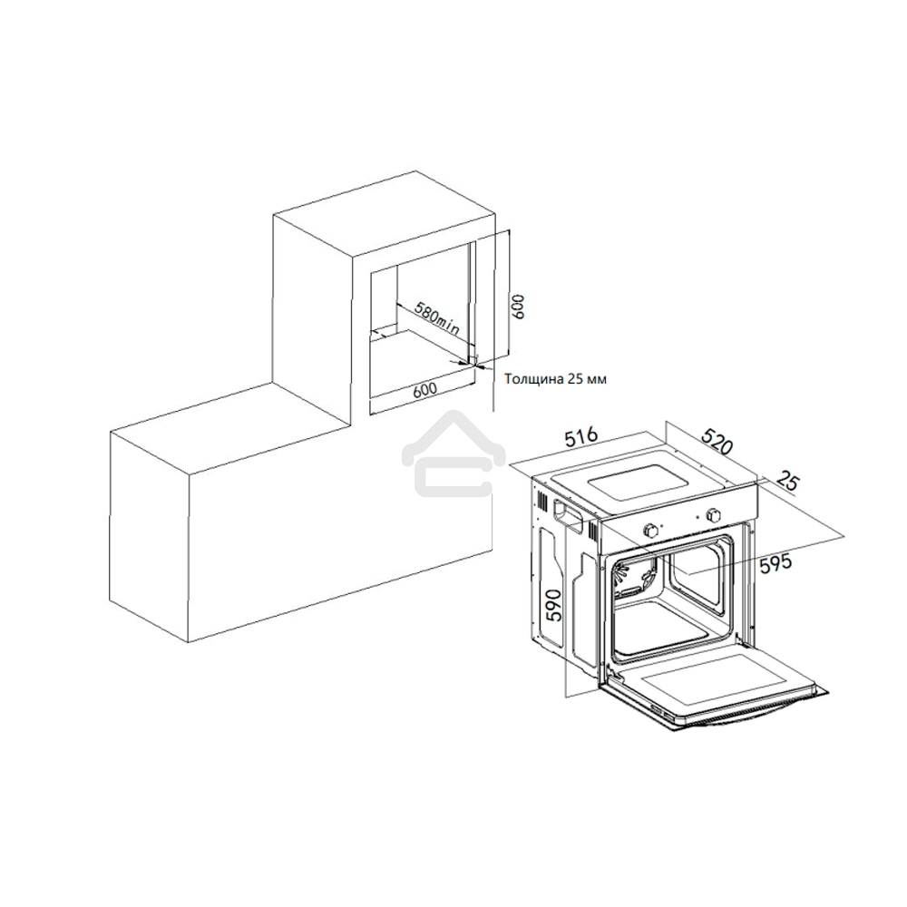 Духовой шкаф электрический встраиваемый HOMSair OES660S01 нержавеющая сталь