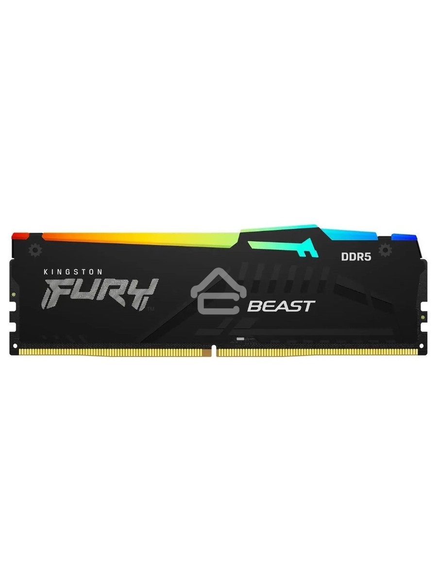 Оперативная память Kingston Fury Beast, DDR5, 32GB (1x32GB), 6400MHz, CL32, DIMM, с радиатором, RGB, чёрный