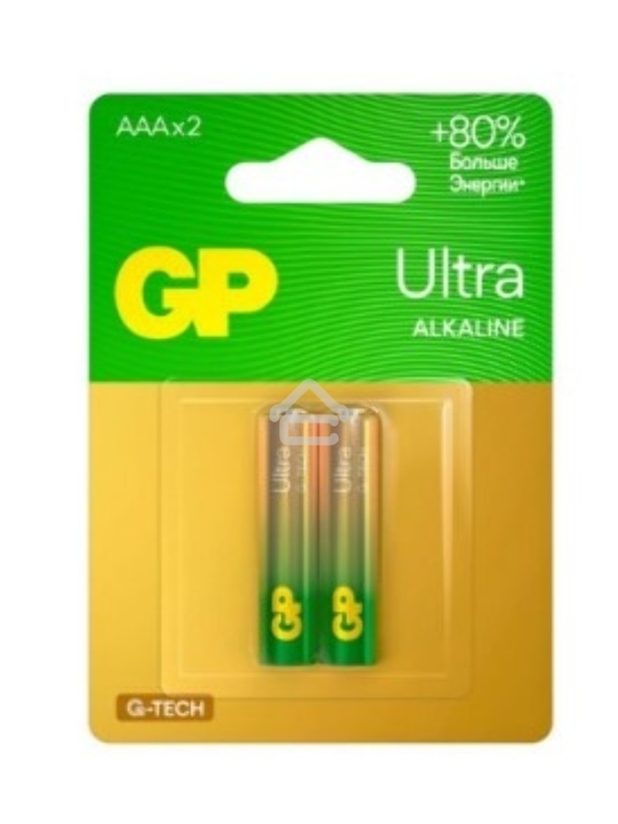 Алкалиновые батарейки GP Ultra Alkaline G-Tech 24А AАA - 2 шт. на блистере