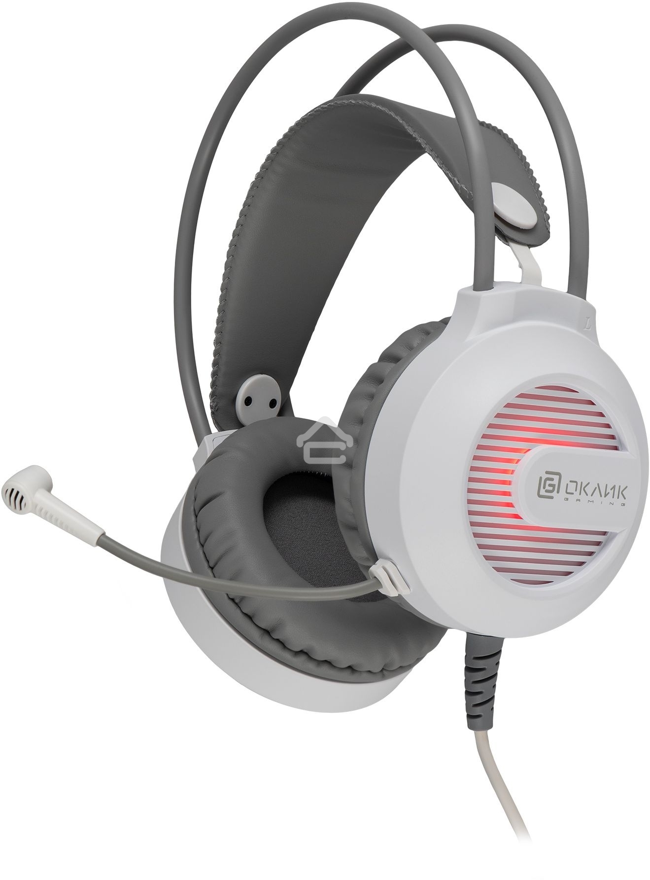 Гарнитура проводная с микрофоном Оклик HS-L300G White белый 2.2м мониторные USB оголовье (1796952)