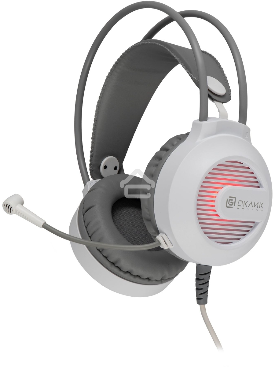 Наушники с микрофоном Оклик HS-L300G White белый 2.2м мониторные USB оголовье (1796952)