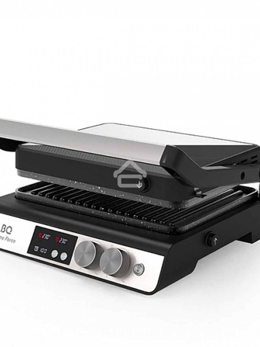Электрический гриль BQ GR3002 Black-Steel. Мощность:2000 Вт /STONE Non-Stick Мраморное антипригарное покрытие / Съемные панели легкая очистка / 3 в 1 гриль, барбекю, духовка / ГРИЛЬ жарьте стейки и бифштексы ребрышки и крылышки / БАРБЕКЮ обжаривайте ломти