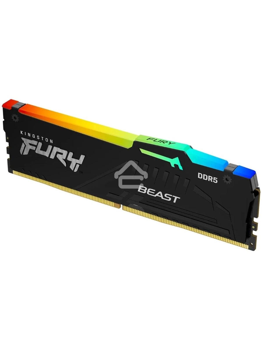 Оперативная память Kingston Fury Beast, DDR5, 32GB (1x32GB), 6400MHz, CL32, DIMM, с радиатором, RGB, чёрный