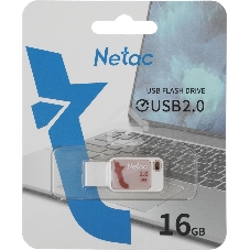 Флешка USB Netac UA31 (NT03UA31N-016G-20P), 16Gb, USB 2.0, R/W 110/45, розовый/белый