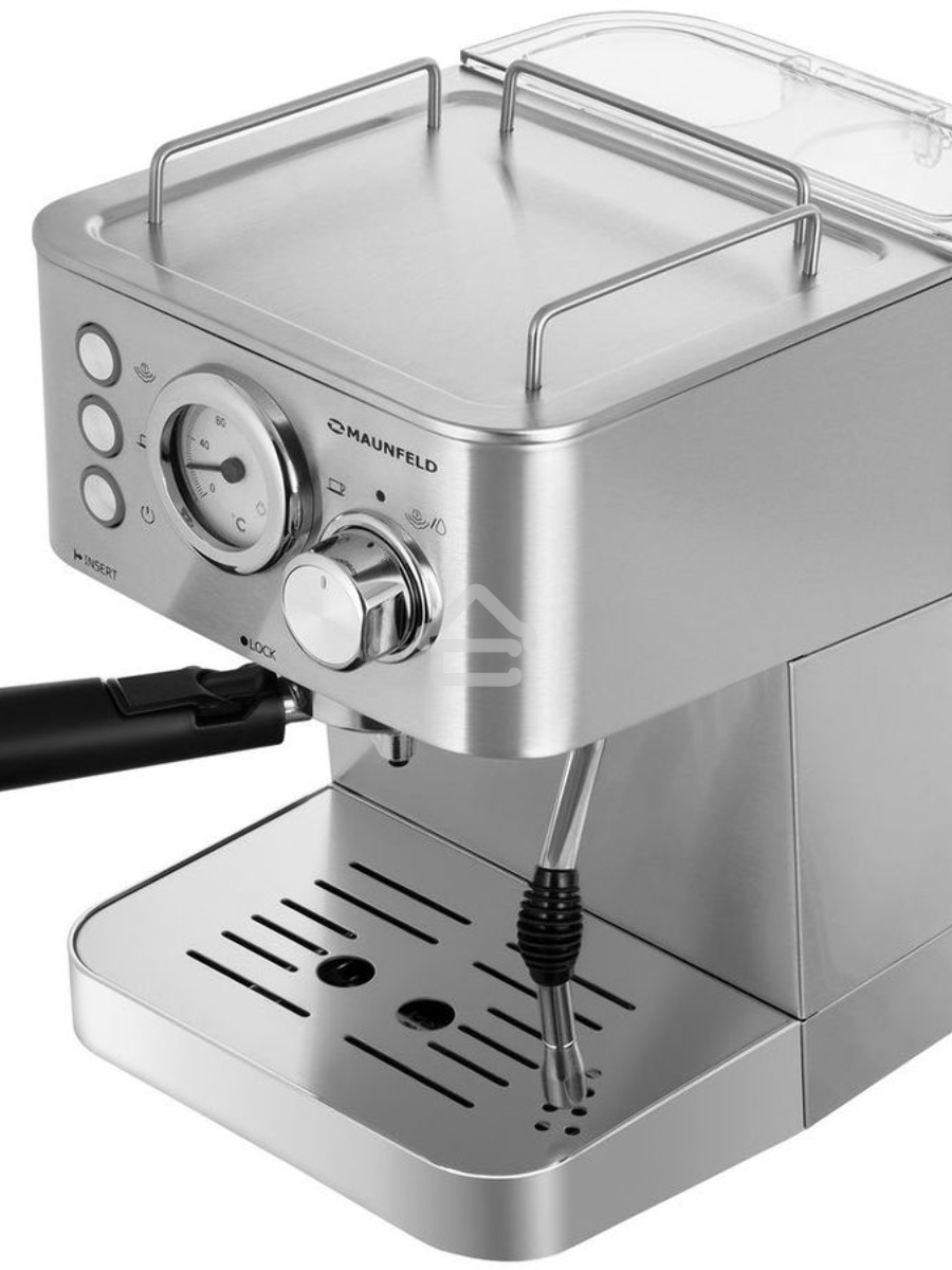 Кофеварка рожковая Maunfeld MF-721S PRO нержавеющая сталь, исп. кофе - молотый/чалды, 1.5 л, 1140 Вт, 15 Бар.
