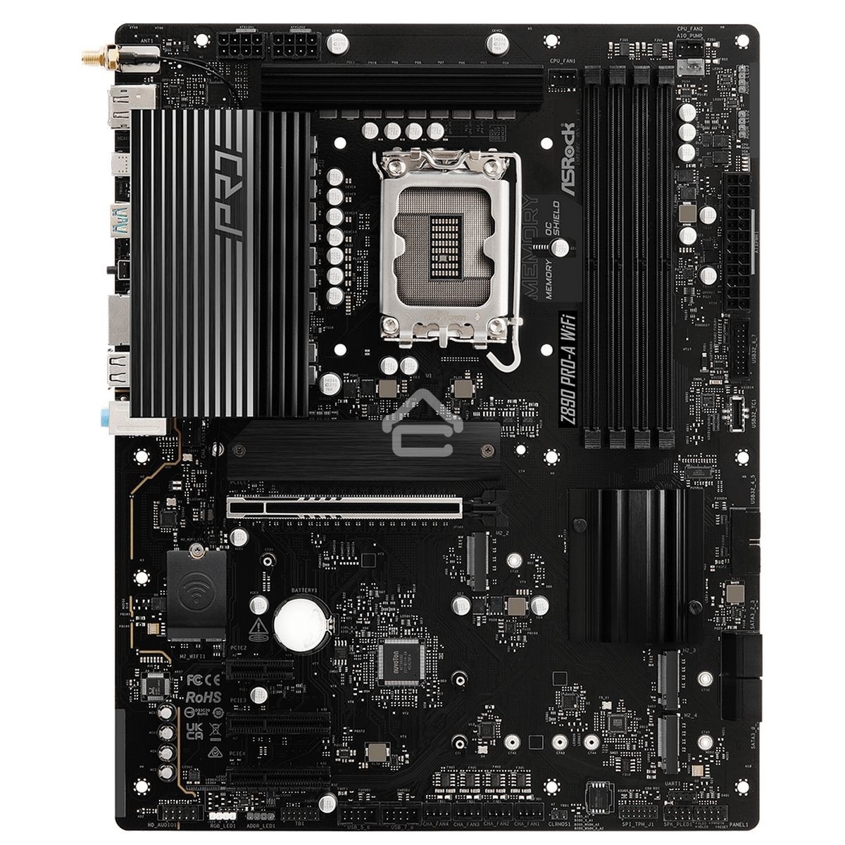 Материнская плата ASRock Z890 PRO-A WIFI, LGA 1851, Intel Z890, 4xDDR5, 4xSATA, 4xM.2, 1xPCIe 5.0 x16, 2xPCIe 4.0 x4, 1xPCIe 4.0 x1, 1xHDMI, 1xDP, 1xThunderbolt 4, 1x2.5Gb LAN, 4xUSB-A 3.2 Gen 1, 2xUSB-A 3.2 Gen 2, 1xUSB-C 3.2 Gen 2, 2xUSB-C Thunderbolt 4