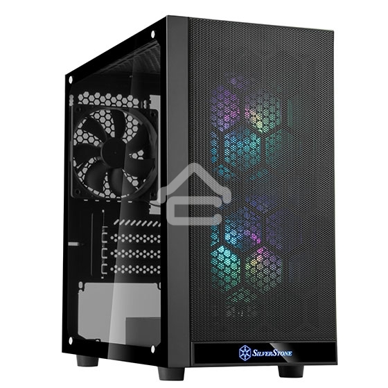 Компьютерный корпус Silverstone SST-PS15B-PRO Precision Mini Tower Micro ATX Computer Case, tempered glass, 2x 120мм ARGb, 1x ARGb Controller, black