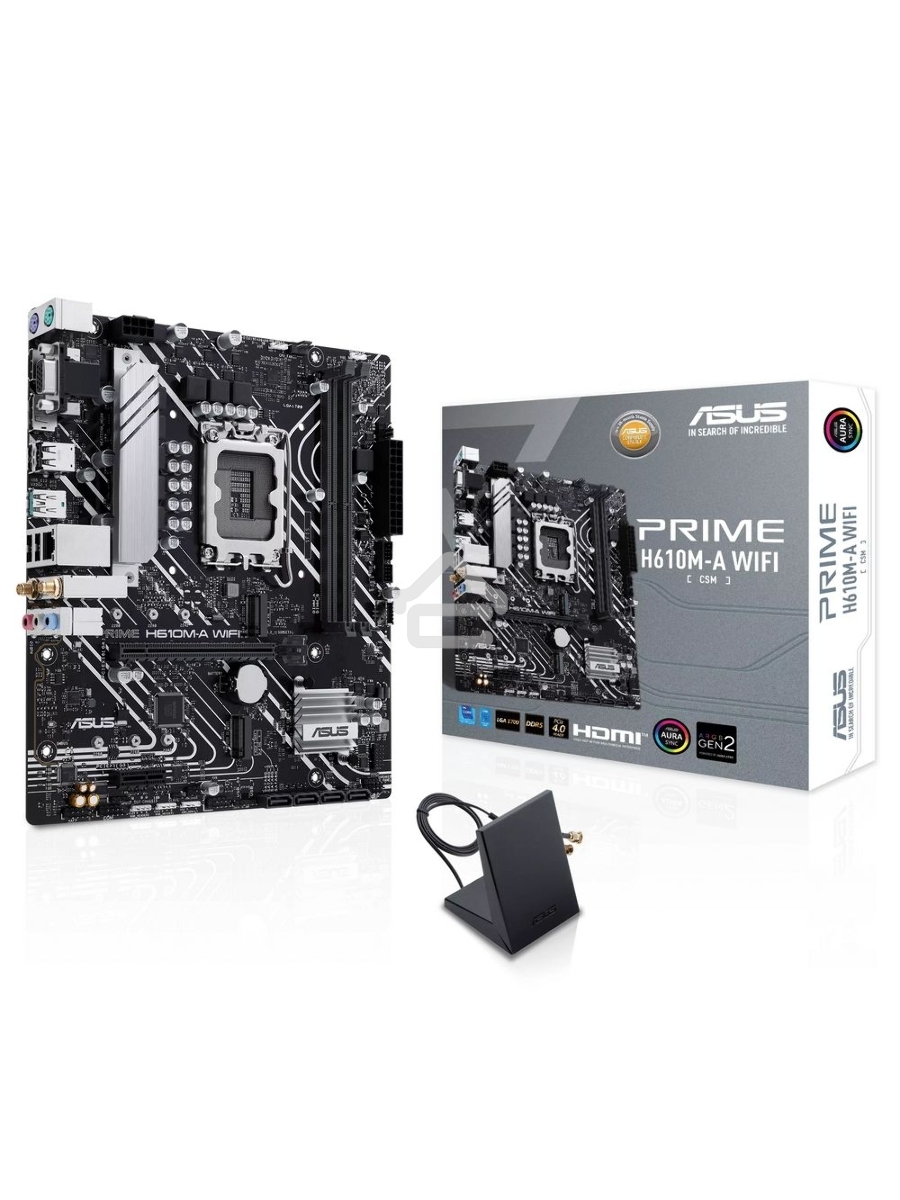 Материнская плата ASUS PRIME H610M-A WIFI, LGA 1700, Intel H610, 2xDDR5, 4xSATA, 2xM.2, 1xPCIe 4.0 x16, 1xDP, 1xHDMI, 1xVGA, 1x1Gb LAN, 1xUSB 3.2 Gen 2, 4xUSB 2.0, 3x3.5 мм, 7.1, mATX