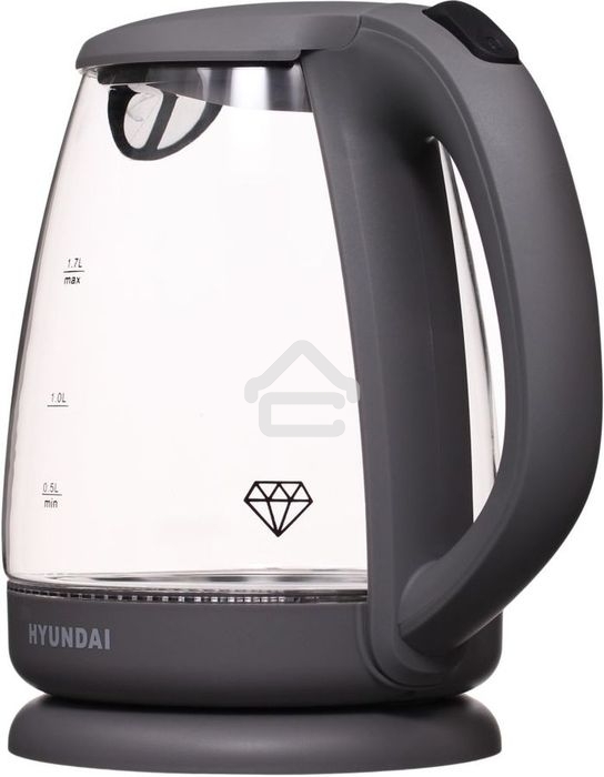 Чайник электрический Hyundai HYK-G1003 1.7л. 2200Вт серый (корпус: стекло)
