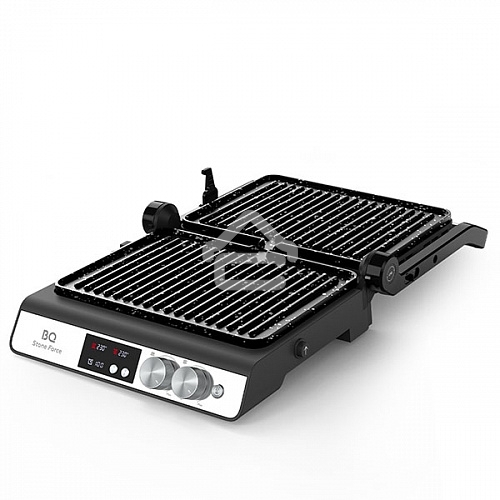 Электрический гриль BQ GR3002 Black-Steel. Мощность:2000 Вт /STONE Non-Stick Мраморное антипригарное покрытие / Съемные панели легкая очистка / 3 в 1 гриль, барбекю, духовка / ГРИЛЬ жарьте стейки и бифштексы ребрышки и крылышки / БАРБЕКЮ обжаривайте ломти