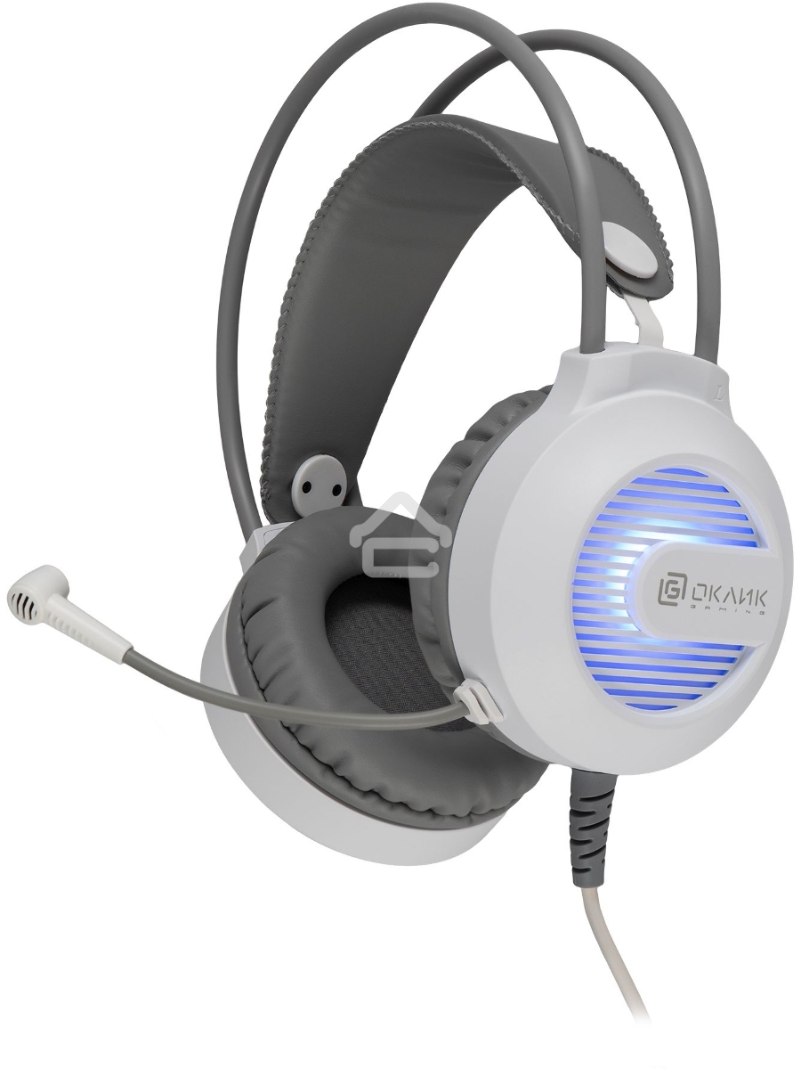 Наушники с микрофоном Оклик HS-L300G White белый 2.2м мониторные USB оголовье (1796952)