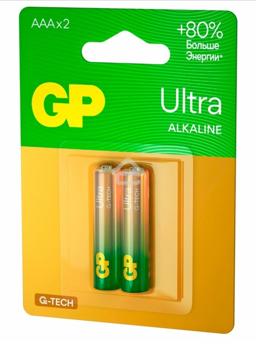 Алкалиновые батарейки GP Ultra Alkaline G-Tech 24А AАA - 2 шт. на блистере