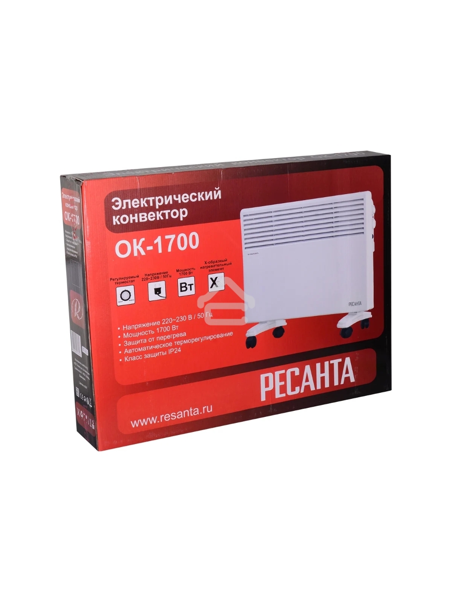 Конвектор Ресанта ОК-1700 белый, 1700 Вт, 17 м2, термостат