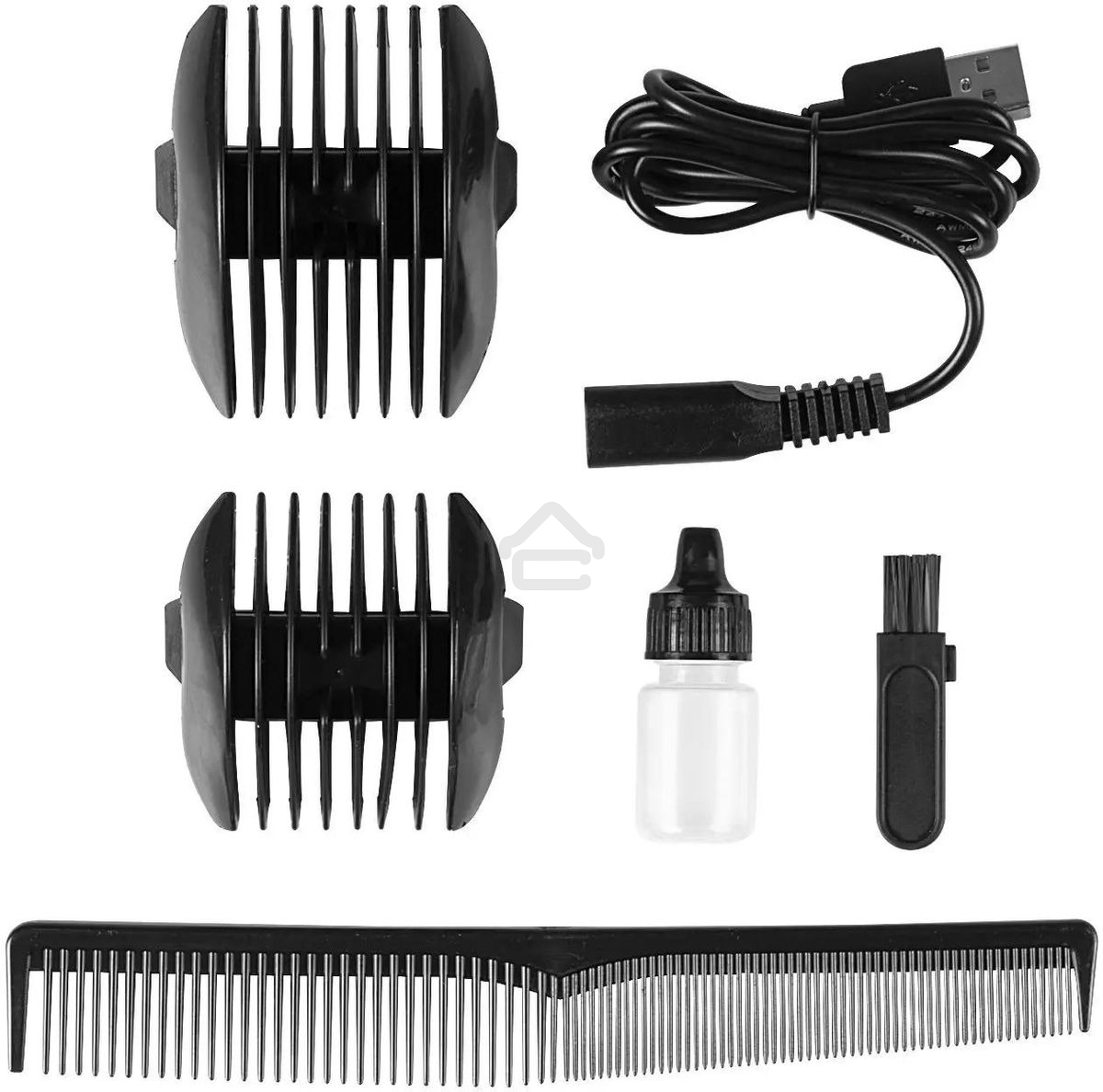 Набор для стрижки Galaxy Line GL 4165, черный, 3 Вт, время непрерывной работы до 1,5 ч, время зарядки около 2 часов, аккум. Li-Ion 3,7 В, емкость аккум. 600 мА*ч, лезвия из нержав. стали, ширина лезвия 40 мм, 2 насадки-расчески (3 и 6 мм, 9 и 12 мм), USB 