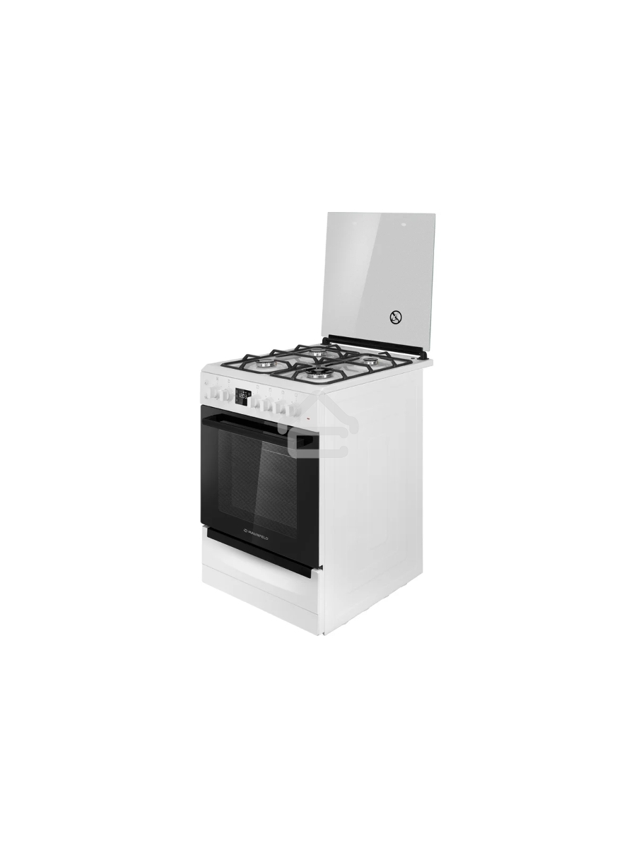 Плита комбинированная Maunfeld MGC60ECW04 белый, газовых конфорок 4 шт, духовка электрическая 65 л, 60 см x 88 см x 65 см